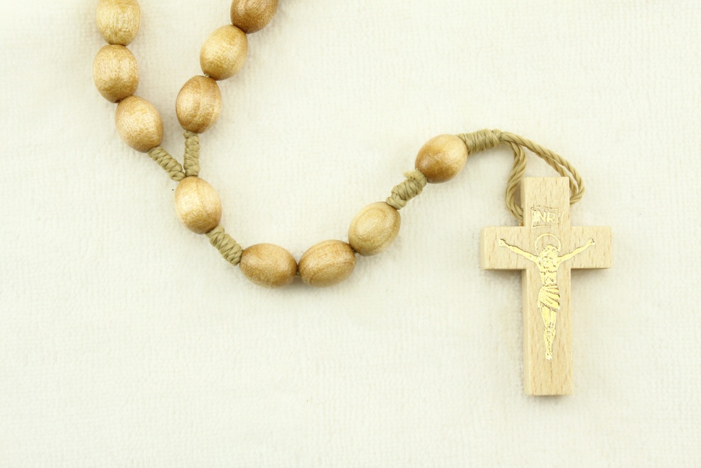 Rozenkrans - houten op koord - natuur (10x8mm)