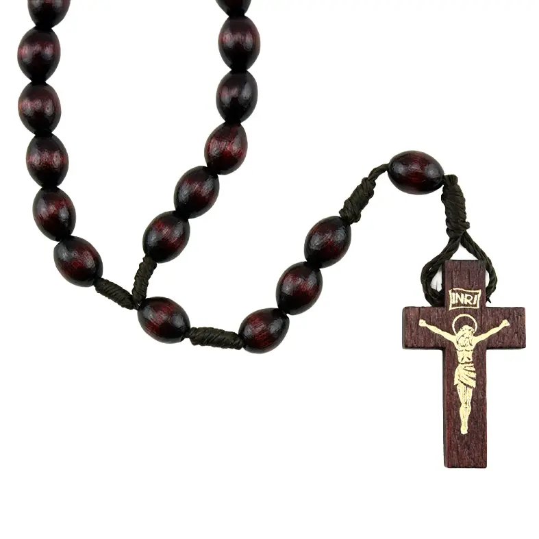 Rozenkrans - houten op koord - pallisander (10x8mm)