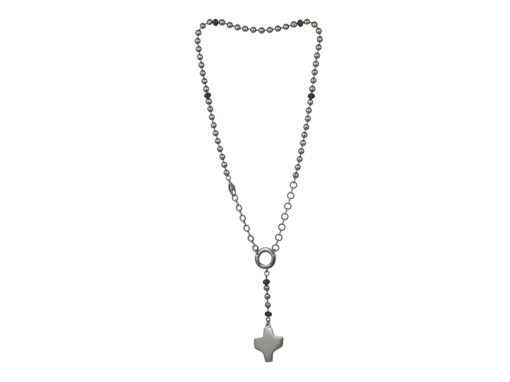 Rozenkransketting - verzilverd (zwart) met zwarte kraaltjes (⌀5mm)