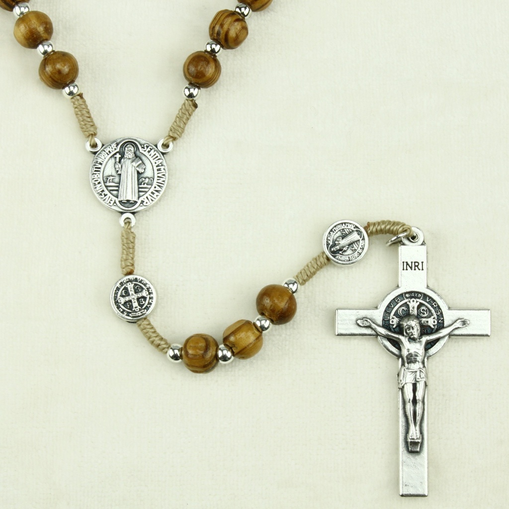 Rozenkrans H Benedictus - olijfhouten kralen op koord › 6mm