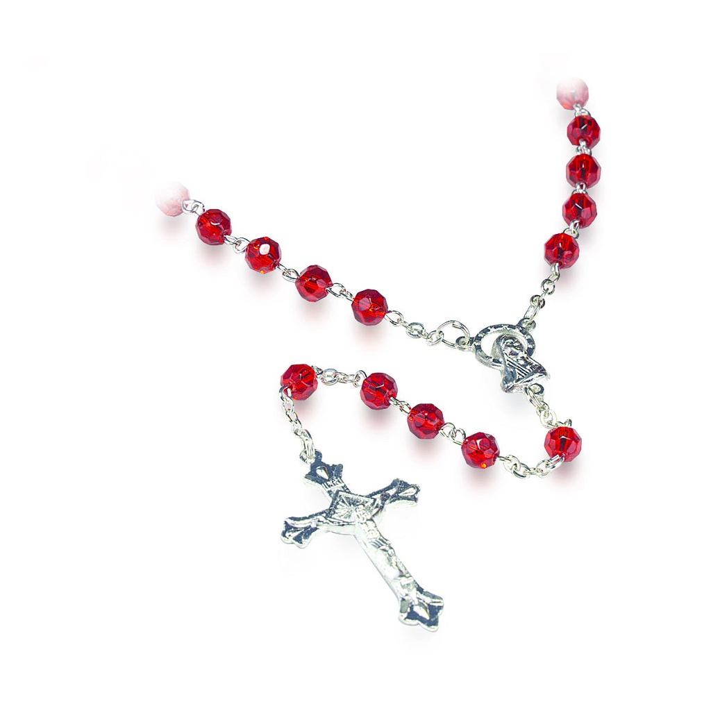 Chapelet du mois 'Juillet' - im.cristal/rouge rubis (⌀ 6mm)