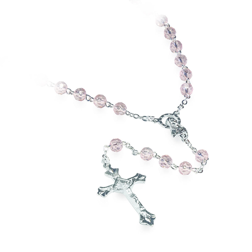 Chapelet du mois 'Octobre' - im.cristal/tourmalite rose (⌀ 6mm)