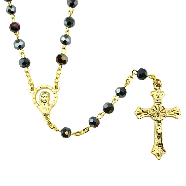 Rozenkrans - imitatie kristal/vergulde ketting - scarabe ( ⌀ 6mm)