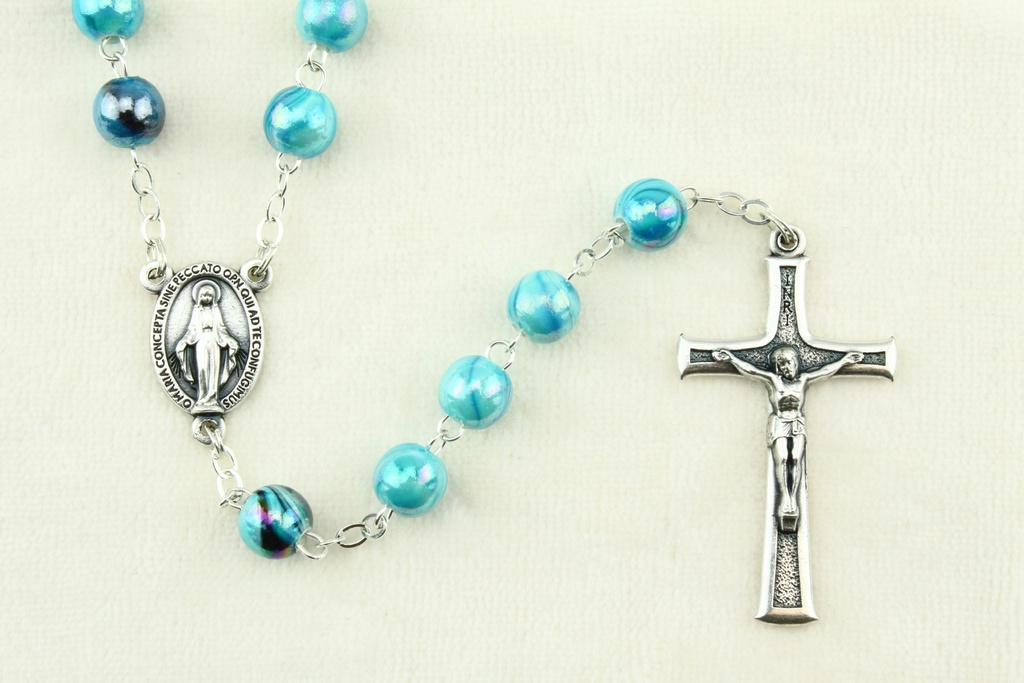 Chapelet - im. perle - bleu ( ⌀ 8mm)