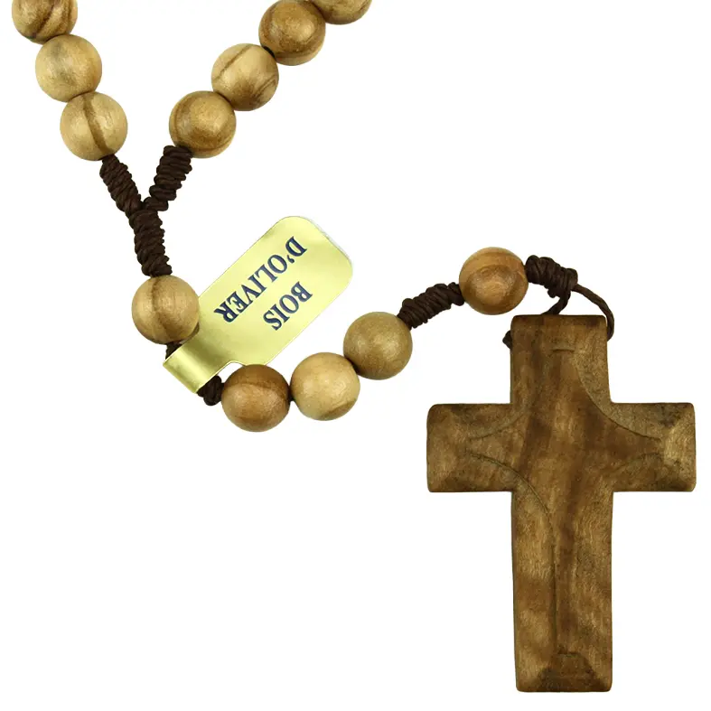 Chapelet - graines en bois d'olivier sur corde