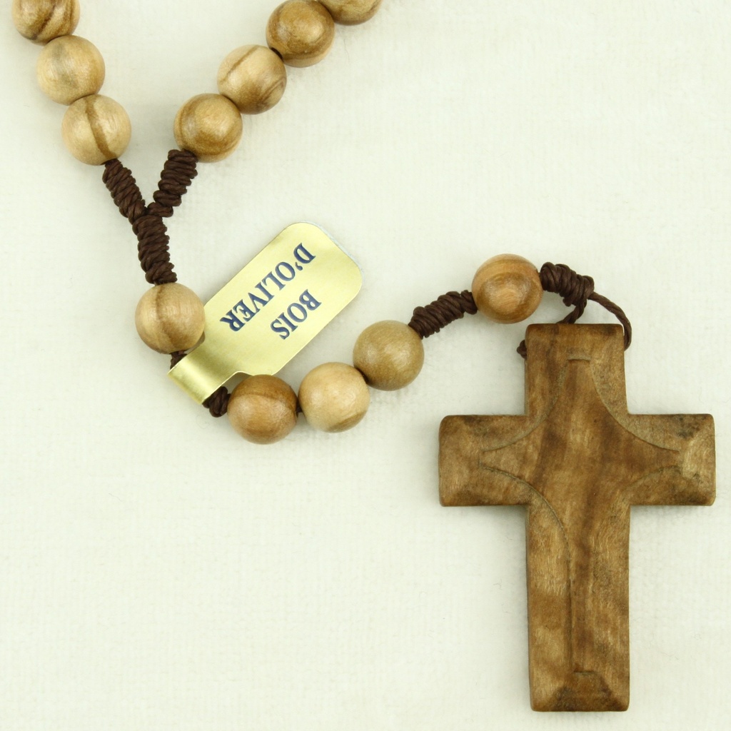 Chapelet - graines en bois d'olivier sur corde