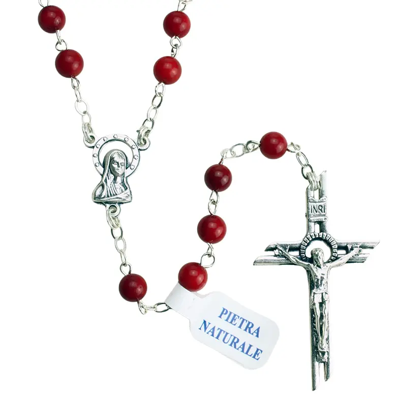 Rozenkrans met rode koraal (⌀6mm)