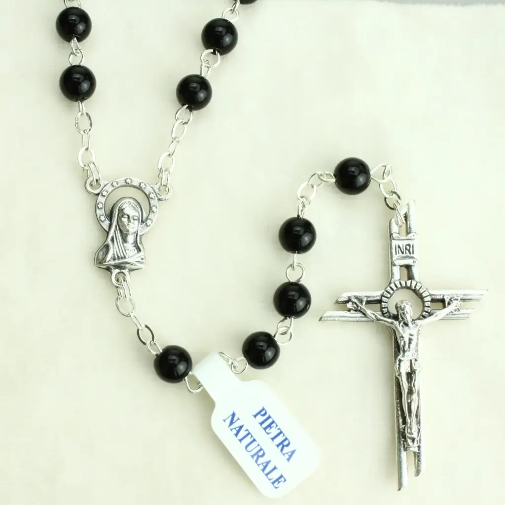 Rozenkrans met halfedelsteen - zwarte onyx (⌀6mm)