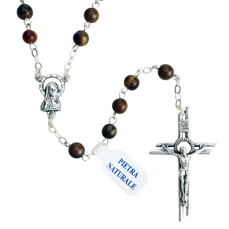 Rozenkrans met halfedelsteen - tijgeroog (⌀6mm)