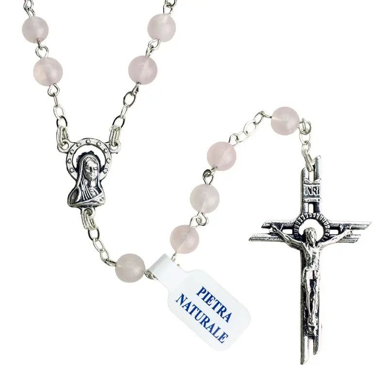 Rozenkrans met halfedelsteen - roze kwarts (⌀6mm)