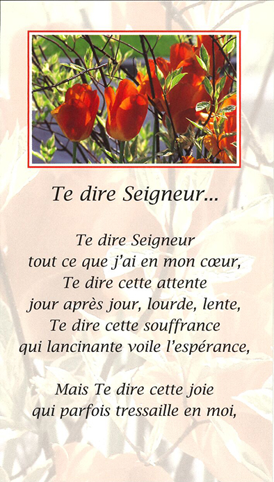 Signet prière - 'Te dire Seigneur' - SP053