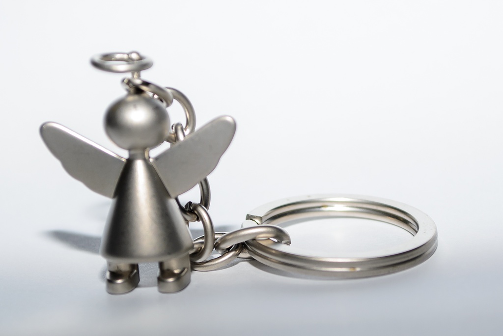 Porte-clés Ange - inox (28x29mm)