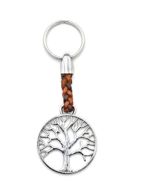 Porte-clef Arbre de Vie - métal/cuir