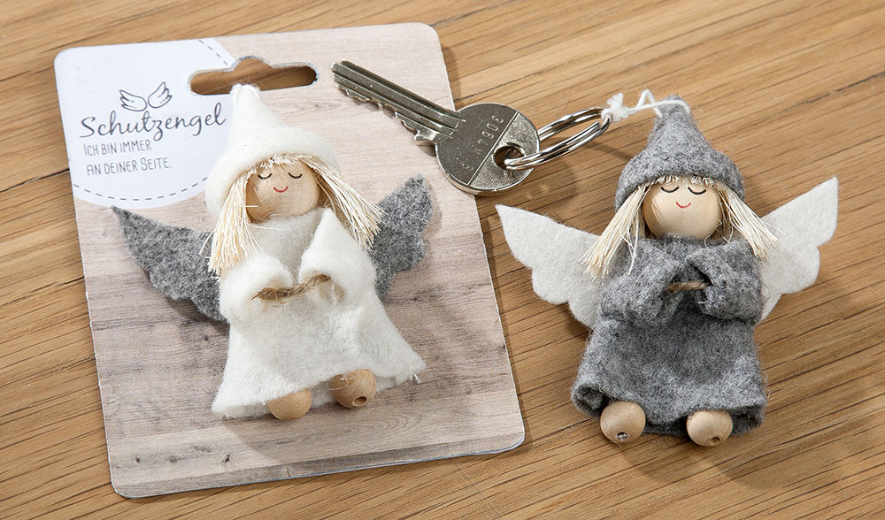 Sleutelhanger Engel/vilt - assorti (100x75mm)