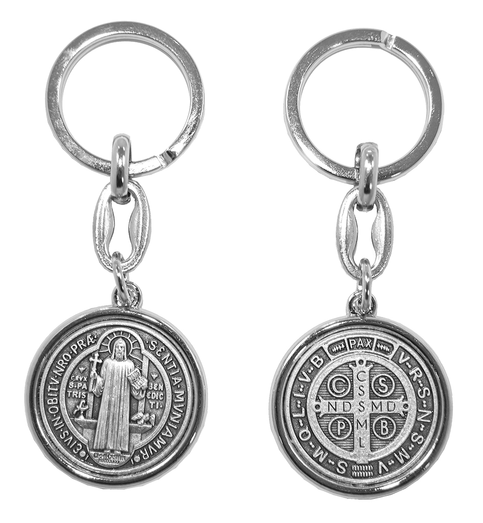 Sleutelhanger St Benedictus - metaal (60x30mm)