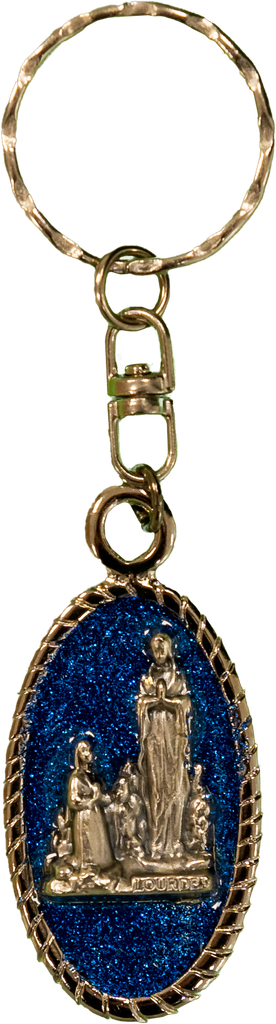 Porte-clef - Vierge Lourdes - ovale/émaille (82x25mm)