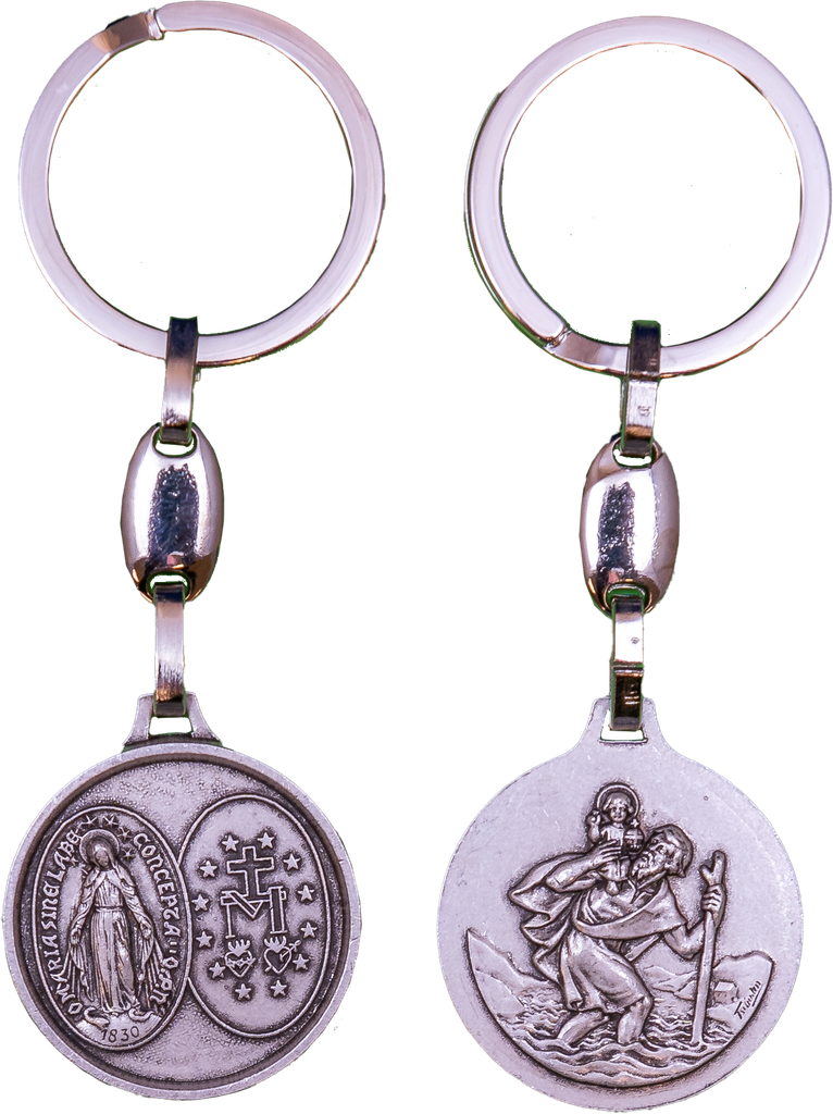 Porte clef  - Miraculeuse/Christophe - métal (65x30mm)