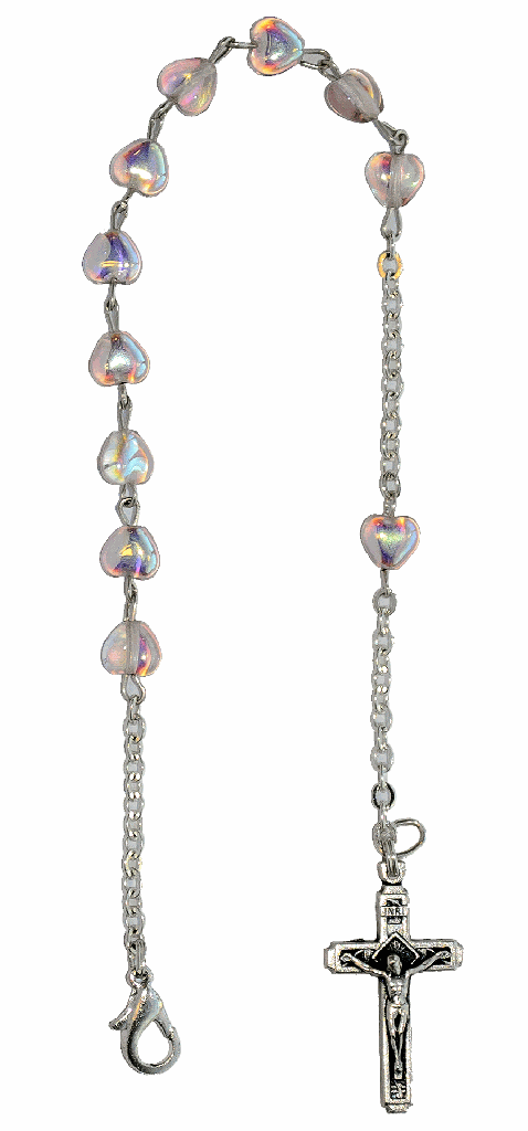Dizainier - coeurs en verre - rose (7x6mm)