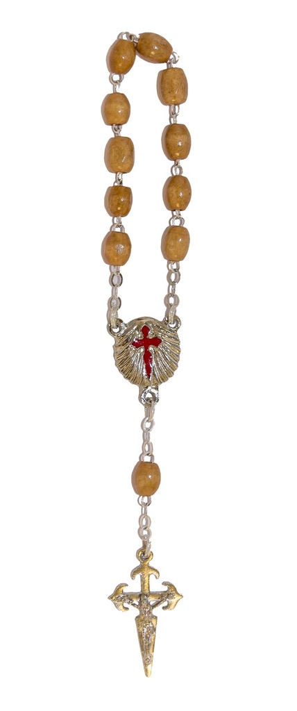 Mini-rosenkranz - Holzperle/Kette - Müsschel/Compostella (8x6mm)