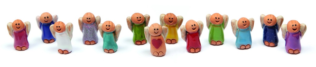 Set van 10 terracotta engeltjes H 20mm/kleurenassortiment