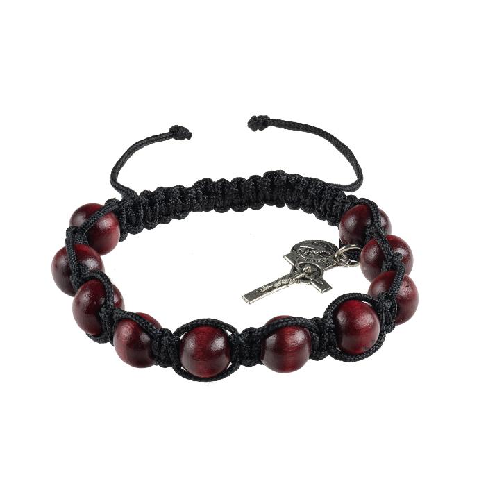Armband op koord - tientje/hout - palissander