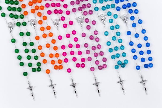 Rosary - plastic/chaine - Rose (⌀ 8mm)