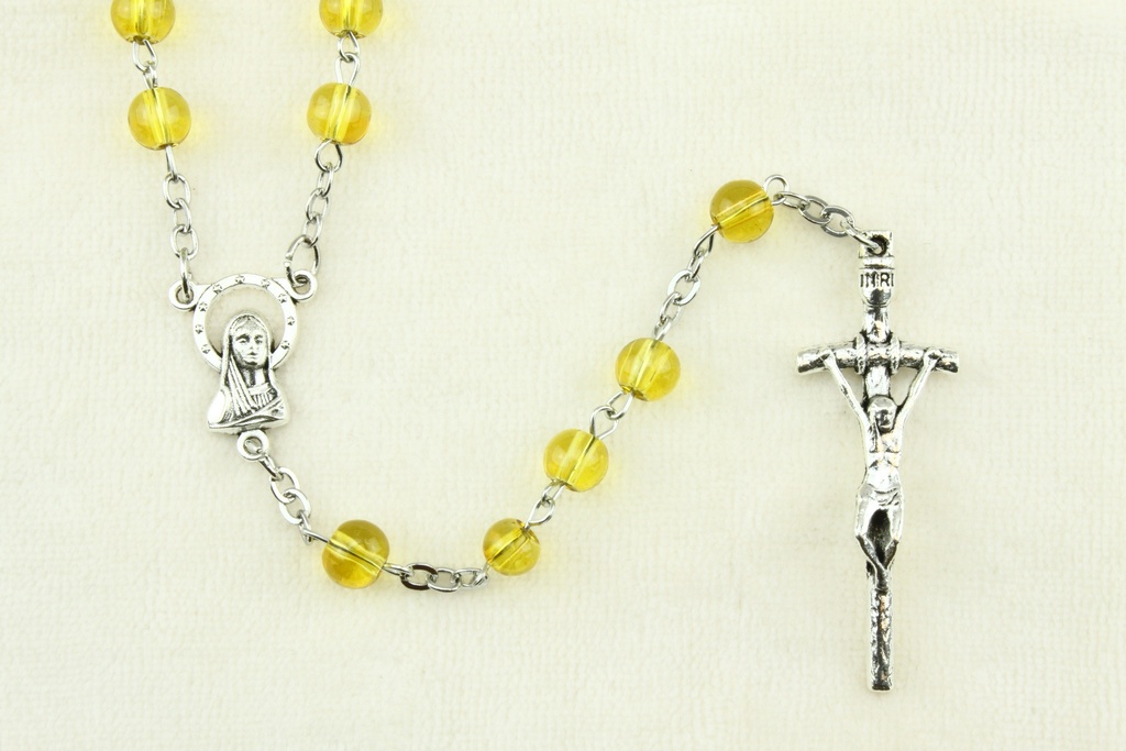 Rosenkranz - Glass/Kette - Gelb (⌀6mm)