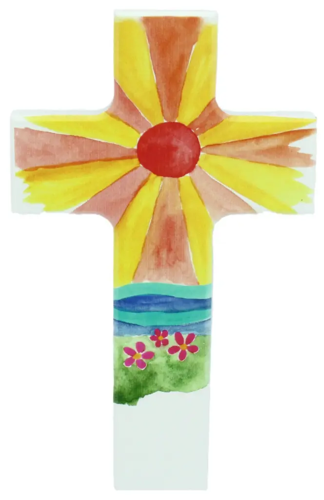 Croix en bois/blanche - Rayon de soleil (90x150mm)