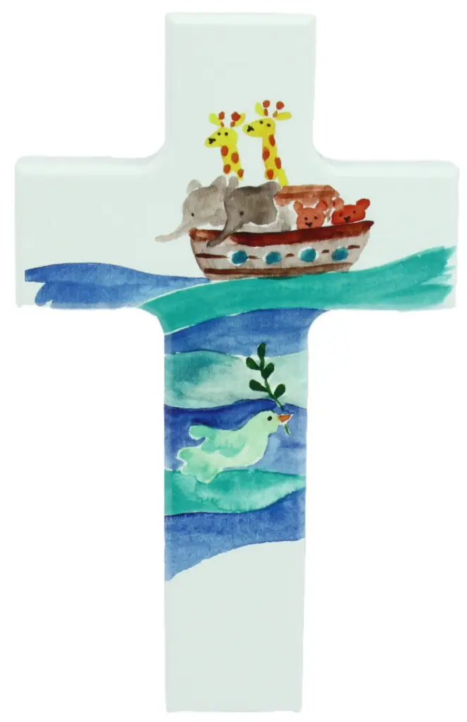 Croix en bois/blanche - Arche de Noë (90x150mm)