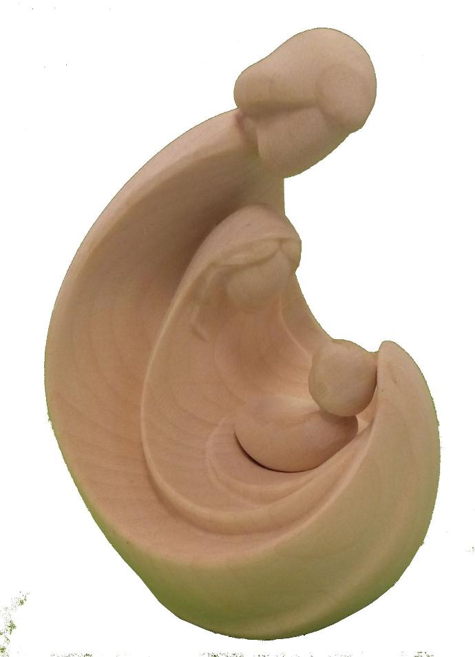 Beeld Heilige Familie/modern - houtsnijwerk - natuur (9cm)