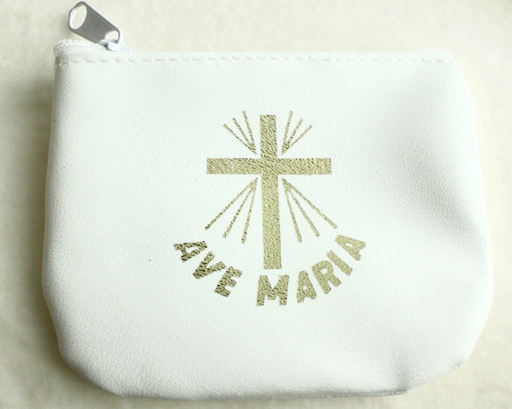 Etui chapelet - blanc - Ave Maria (90x70mm)