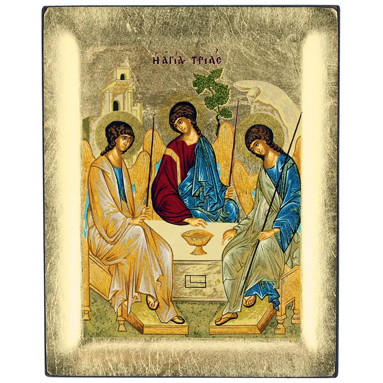 Ikoon zeefdruk/slagmetaal - H.Drievuldigheid Roublev (100x125mm)