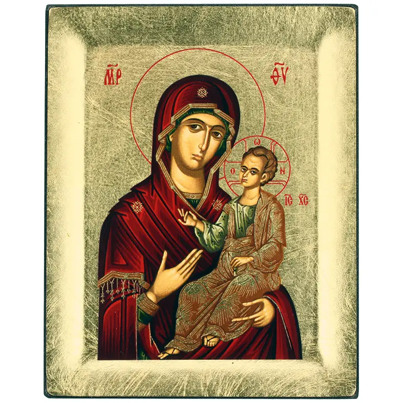 Ikoon zeefdruk/slagmetaal - OLV met Kind (100x125mm)