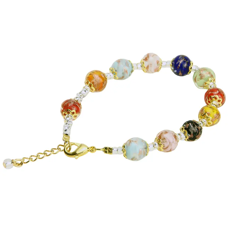 Kettingarmband/Tientje uit Venetiaansglas - veelkleurig (Ø8mm)