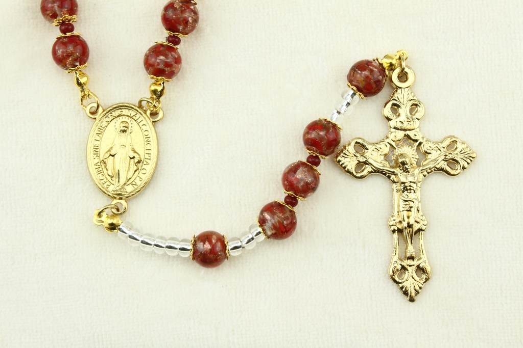 Rosary - Venizian Mosaïc in box - red (⌀9mm)