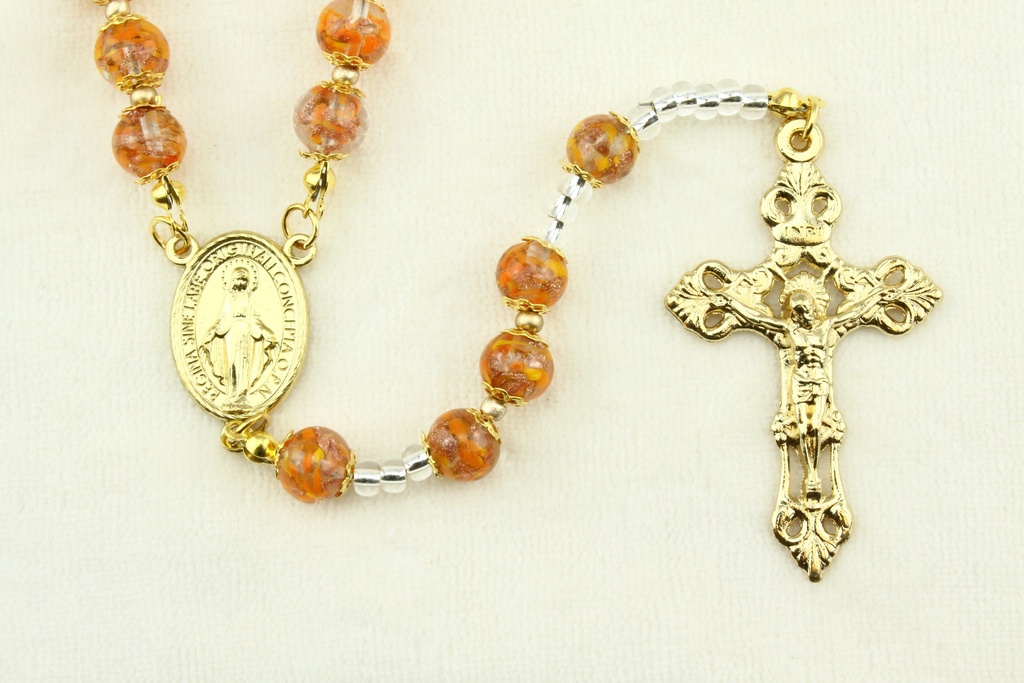 Rosenkranz - Venizian Glass in Schachtel - Orange (⌀9mm)