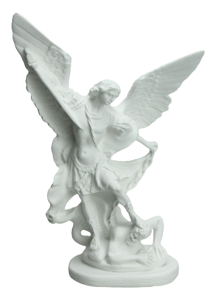 Statue St Michel - résine/blanche - 12cm