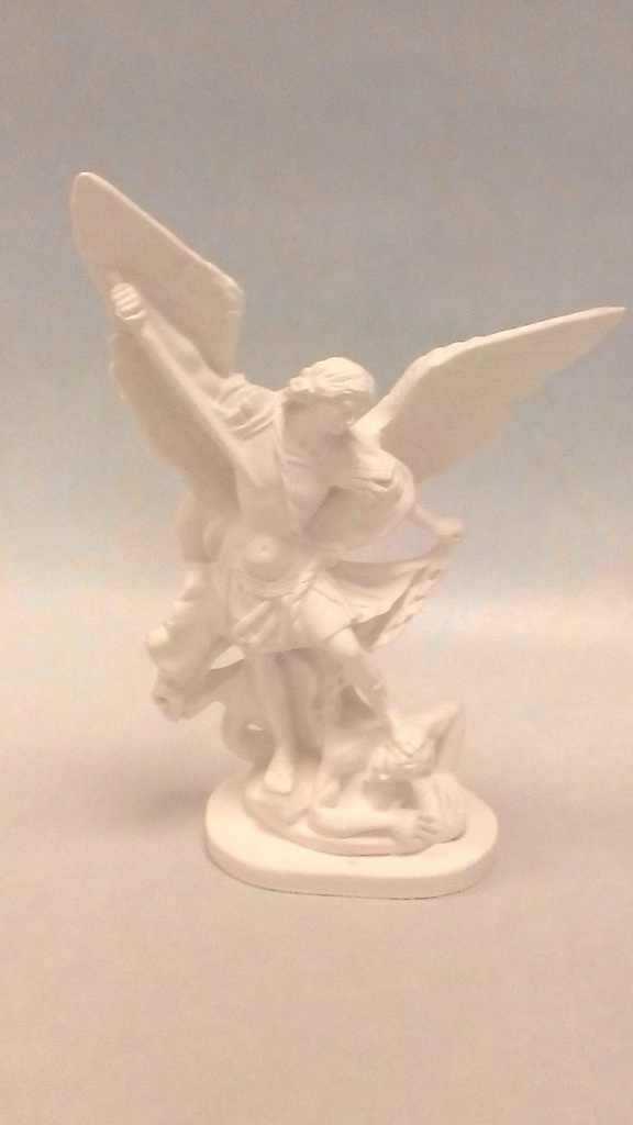 Statue St Michel - résine/blanche - 20cm