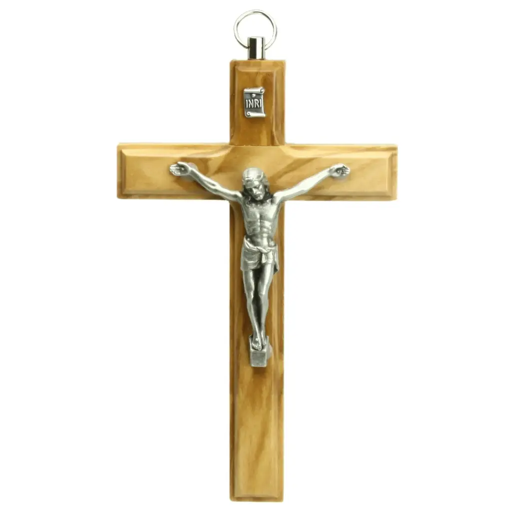 Croix murale christ - bois d'olivier - 12cm