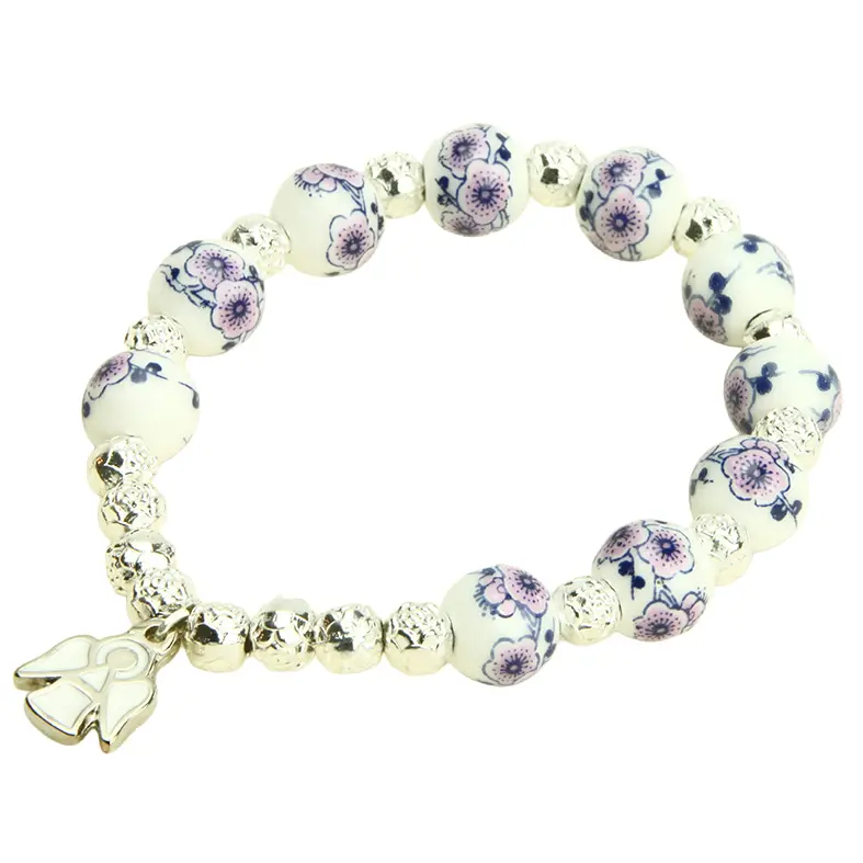 Bracelet/dizainier/élastique - porcelein/assorti - 10mm/ange