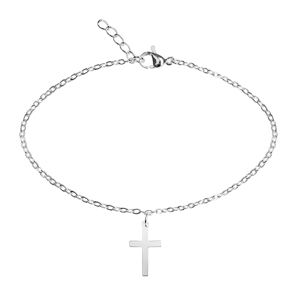 Armbandje verzilverd - "Bless you- Collection"  - Kruis