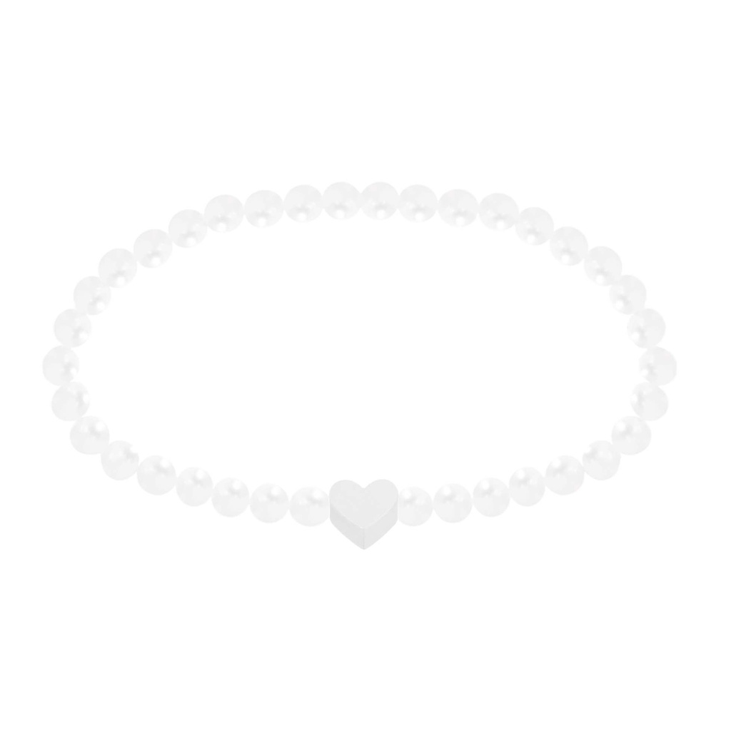 Armbandje parelmoer - "New Wonderful Moments"- Collection"  - Hart verzilverd