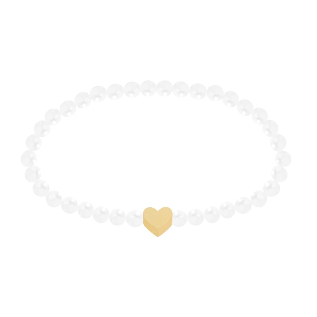 Armbandje parelmoer - "New Wonderful Moments"- Collection"  - Hart plaque goud