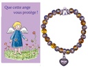 Armband/elastiek - paars - Engelbewaarder/frans