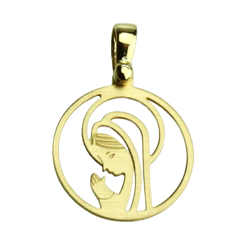 Pendentif Vierge priante (découpé) - argent 925‰ plaqué or - 3µm (Ø16mm)