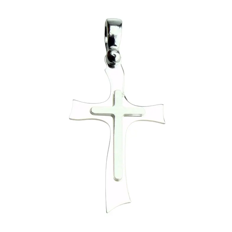 Kruisje bicolor - verzilverd 925‰ (20x24mm)