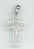 Croix/arbre de vie découpé - argenté 925‰ (14x23mm)