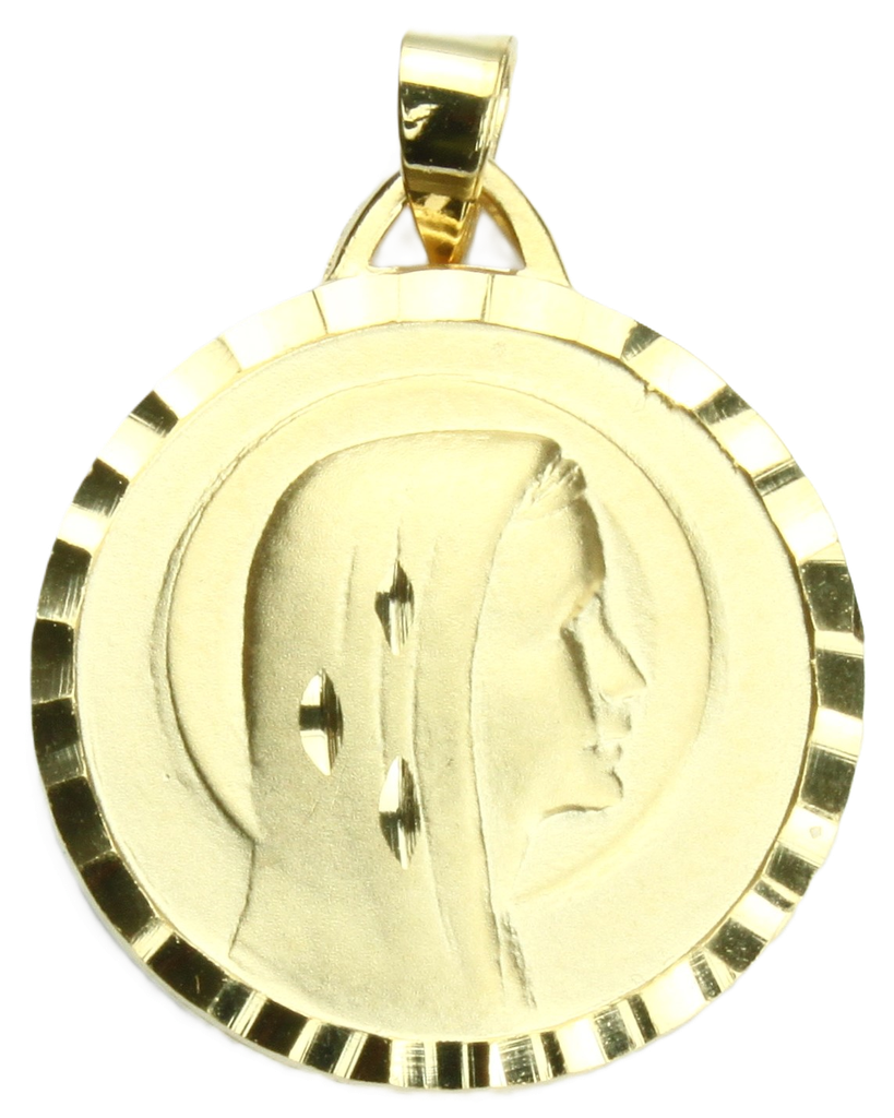 Medaille Muttergottes/Schliff - Silber 925‰ vergoldet 3μm (Ø18mm)
