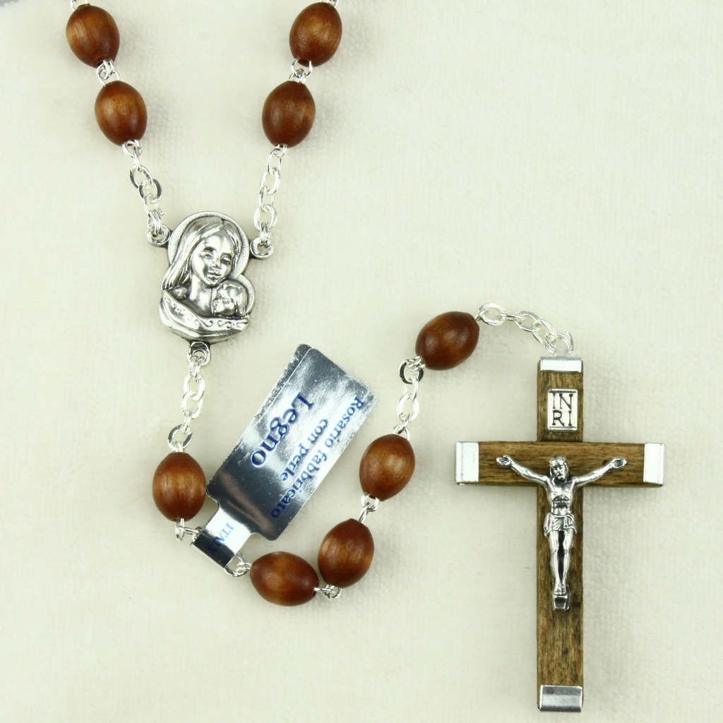 Rosary wood/chain/double - natural