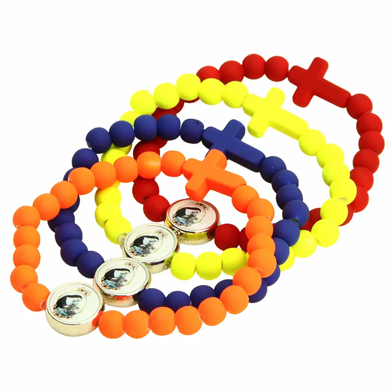 Bracelet - élastique/bois - coul. assorti - Ste Rita